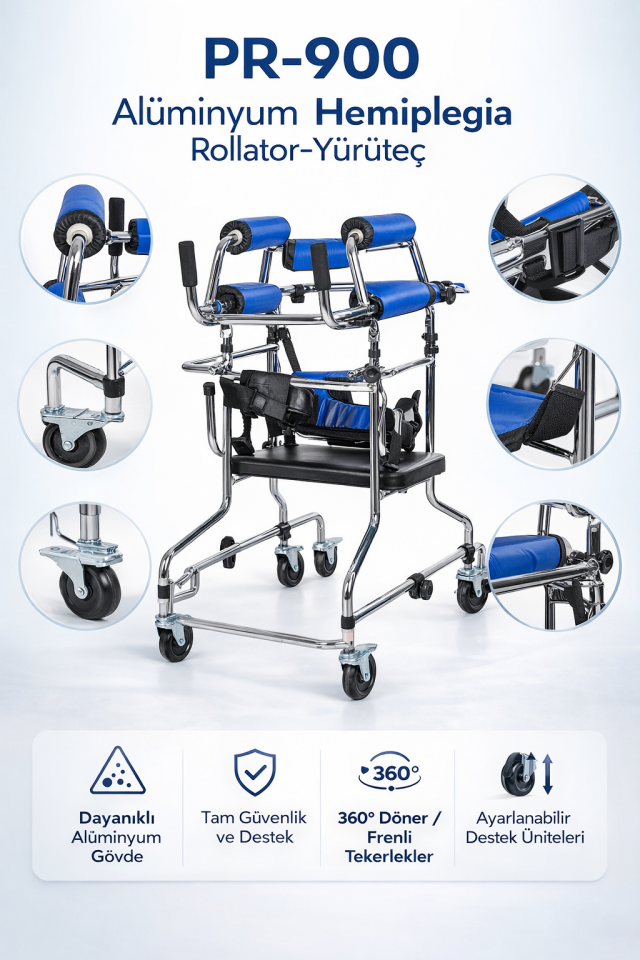 Loco PR-900 Alüminyum Hemiplegia Rolatör-Yürüteç