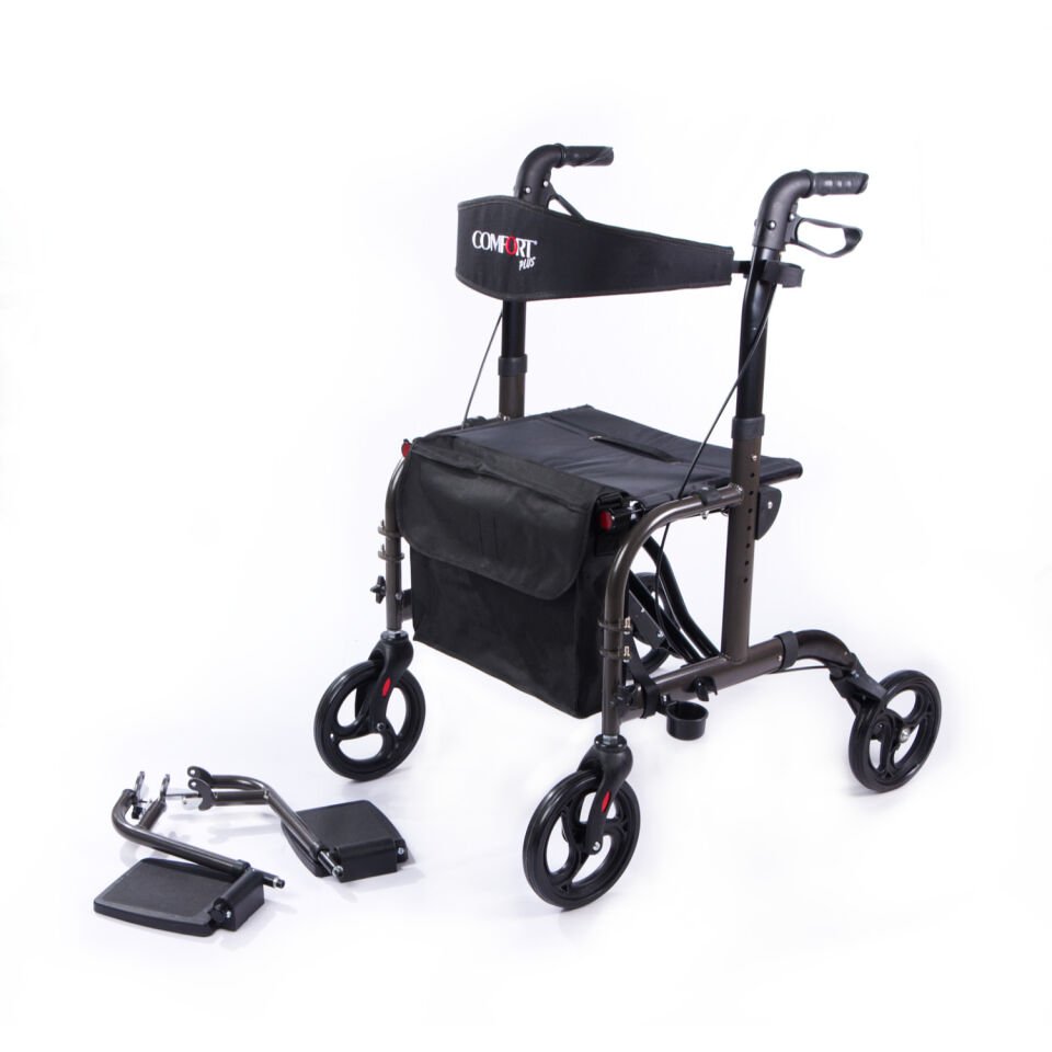 Comfort Plus DM-9124 Lüx Ayak Pedallı Alüminyum Rolatör (Hem Rolatör Hem Tekerlekli Sandalye)