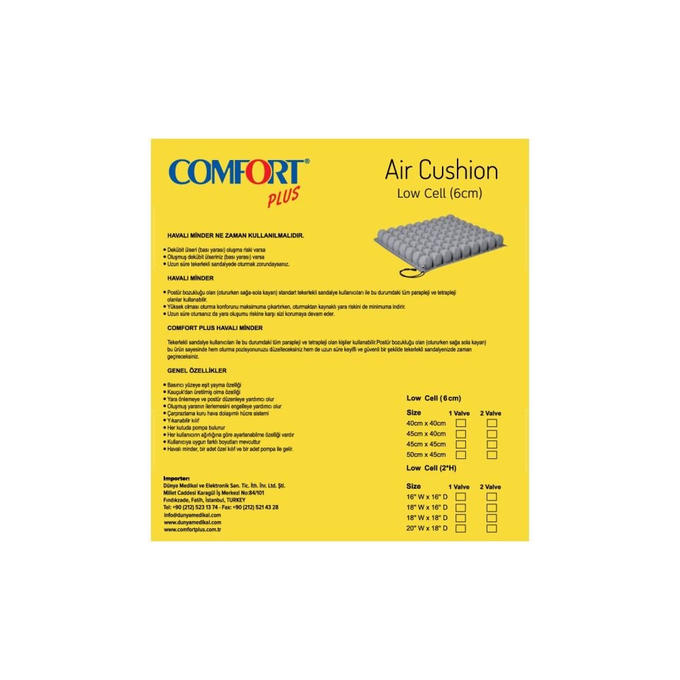 Comfort Plus DM-640 Havalı Oturma Minderi  40x40x6