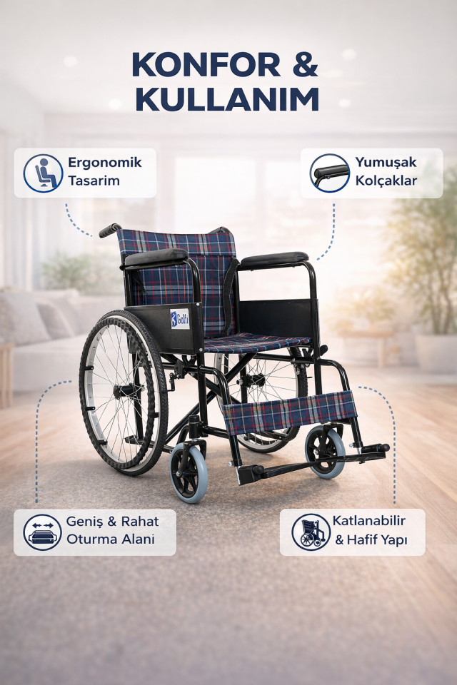 Golfi G100 Ekonomik Tekerlekli Sandalye