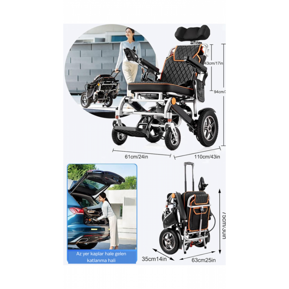 Poylin P206 Ultra Hafif Katlanabilir Akülü Sandalye (Uzaktan Kumandalı)