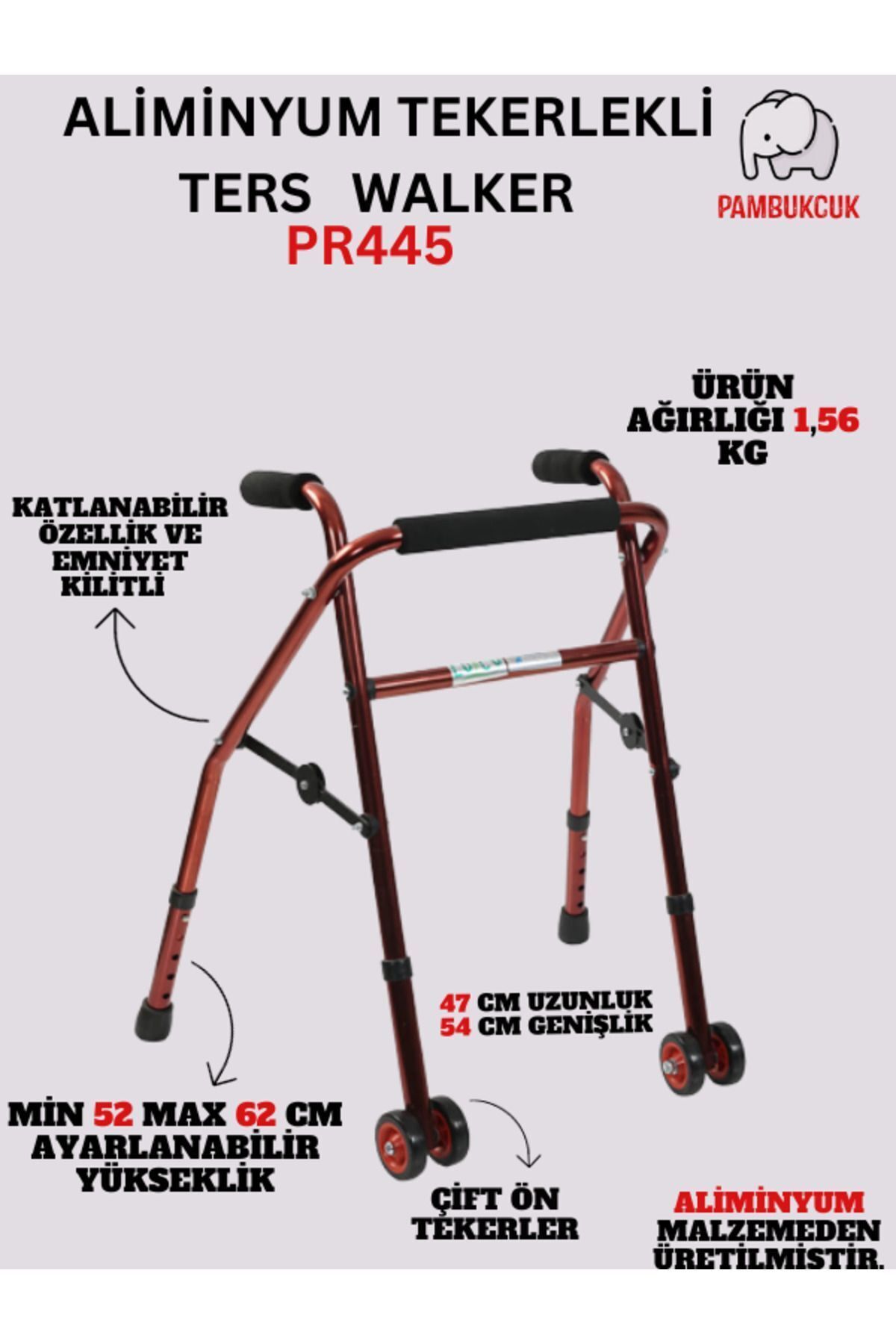 Bronz Renk Alüminyum Tekerlekli Ters Walker / Alüminyum Tekerlekli Ters Yürüteç PR-445