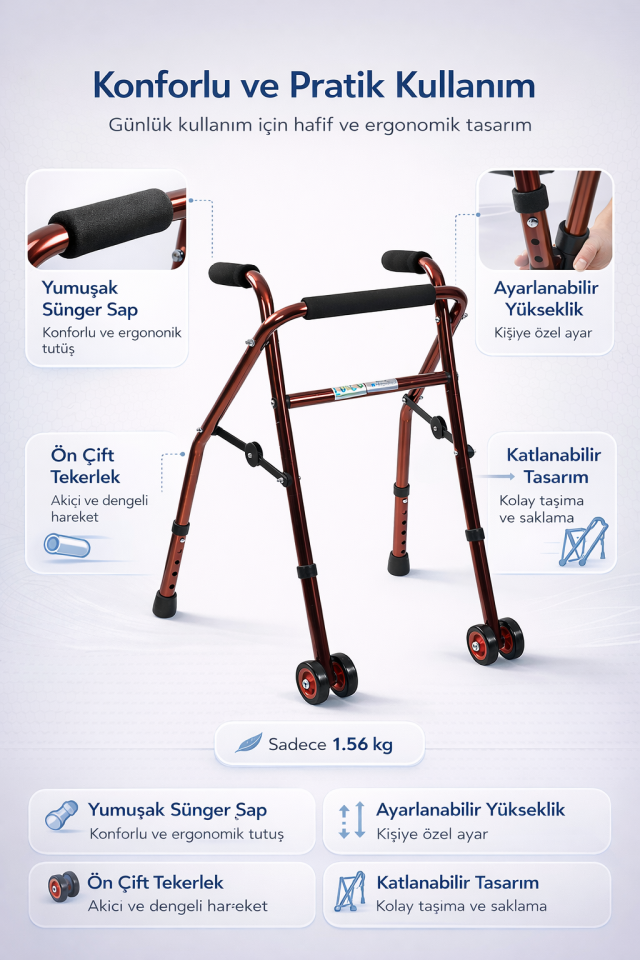 Bronz Renk Alüminyum Tekerlekli Ters Walker / Alüminyum Tekerlekli Ters Yürüteç PR-445