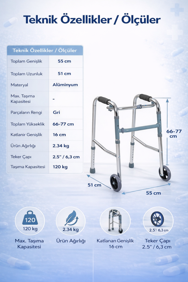 Alüminyum Pediatrik Tekerlekli Walker / Alüminyum Tekerlekli Yürüteç PR-443