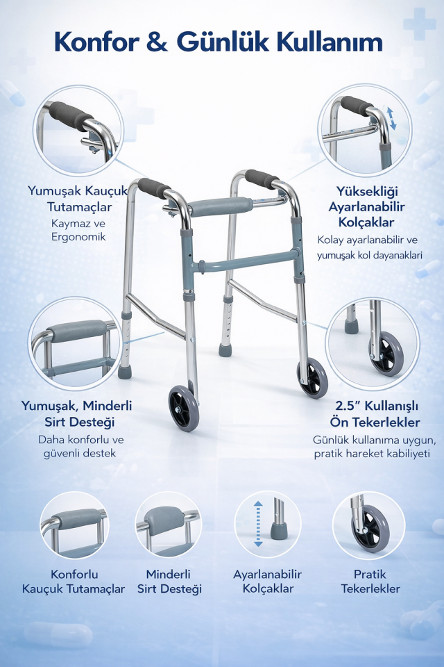 Alüminyum Pediatrik Tekerlekli Walker / Alüminyum Tekerlekli Yürüteç PR-443