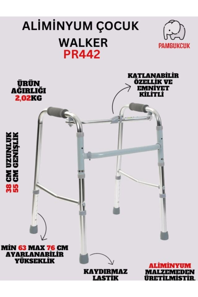 Alüminyum Pediatrik Walker / Alüminyum Çocuk Yürüteç PR-442