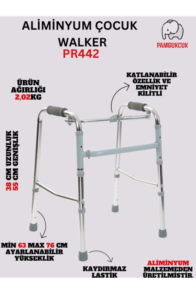 Alüminyum Pediatrik Walker / Alüminyum Çocuk Yürüteç PR-442