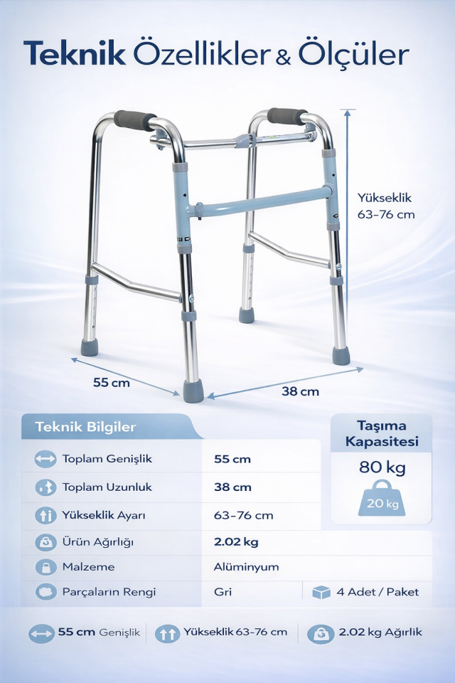 Alüminyum Pediatrik Walker / Alüminyum Çocuk Yürüteç PR-442