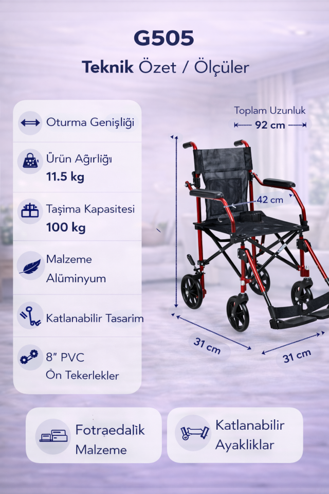 Golfi G505 Alüminyum Transfer Sandalyesi