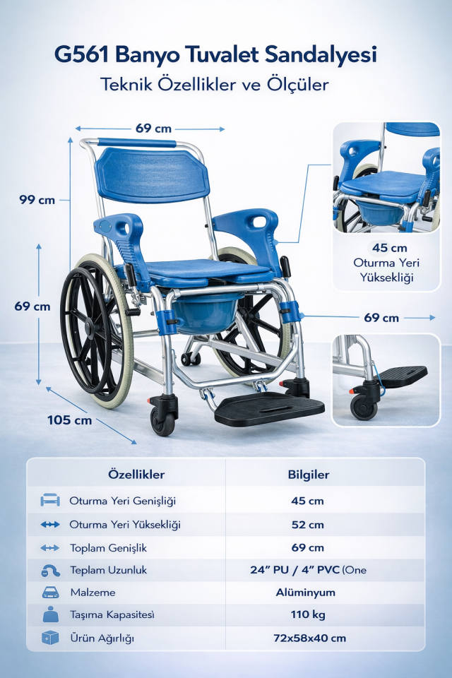 Golfi G561 Banyo Tuvalet Sandalyesi