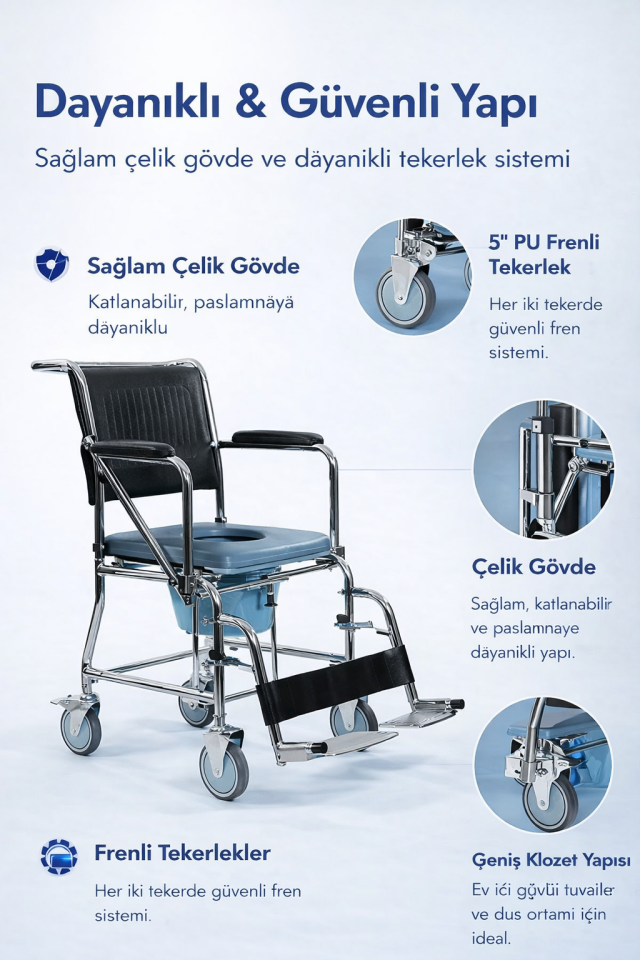 Golfi G125 Katlanır Klozetli Banyo Sandalyesi
