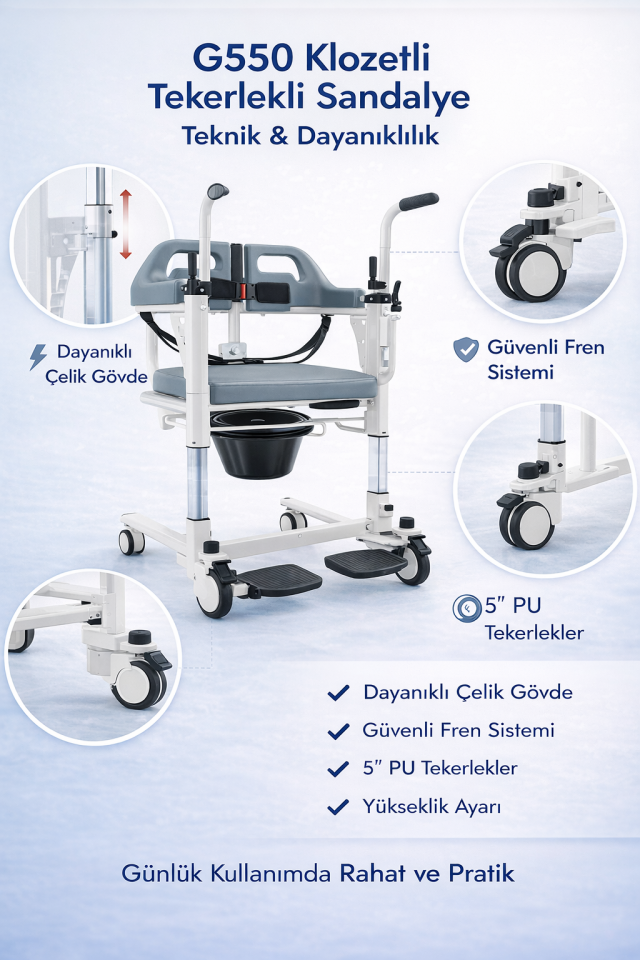 Golfi G550 Klozetli Transfer Sandalyesi