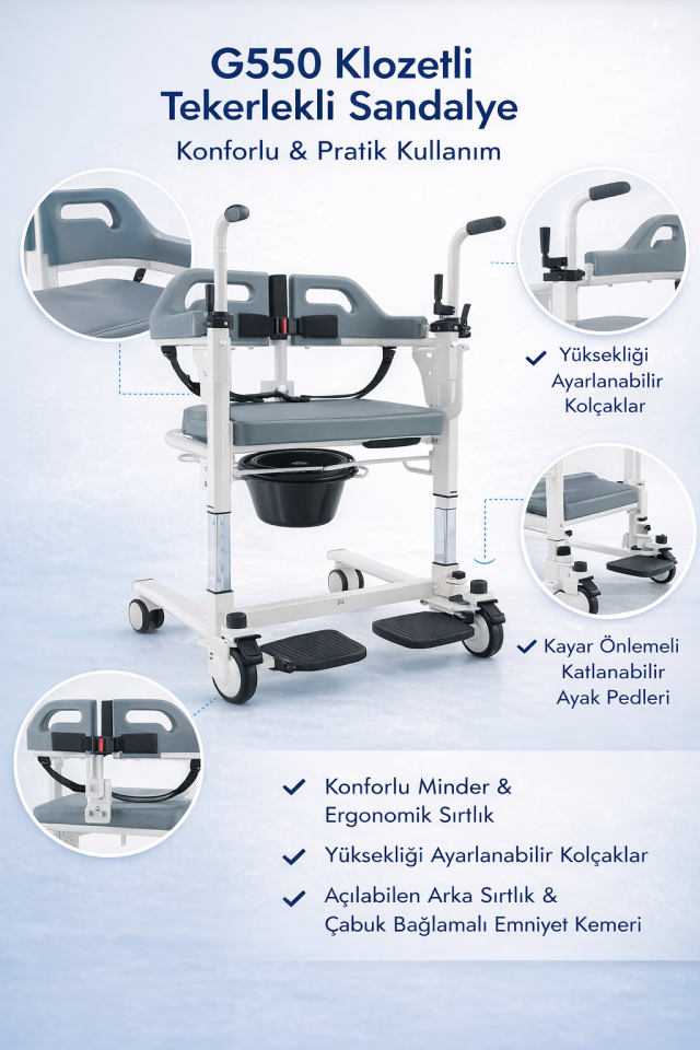Golfi G550 Klozetli Transfer Sandalyesi