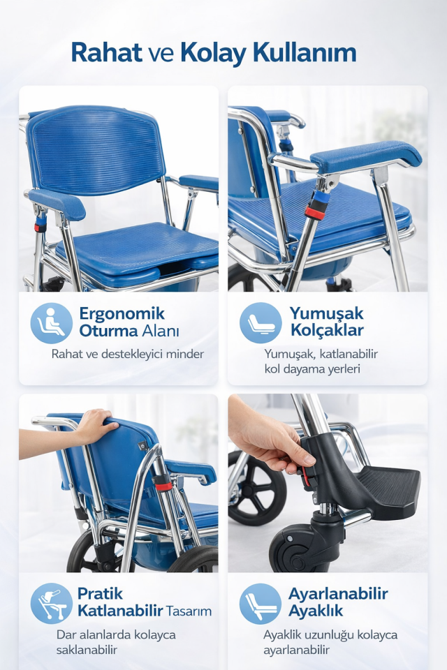 Golfi Aliminyum Klozetli Banyo Tuvalet Sandalyesi G551