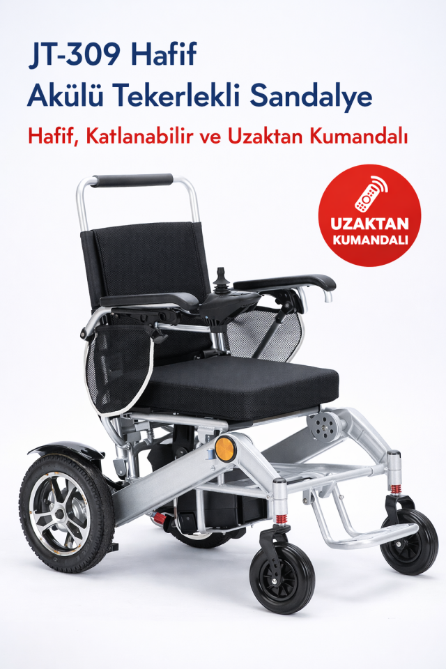 Jetty JT-309 Uzaktan Kumandalı Hafif Akülü Tekerlekli Sandalye