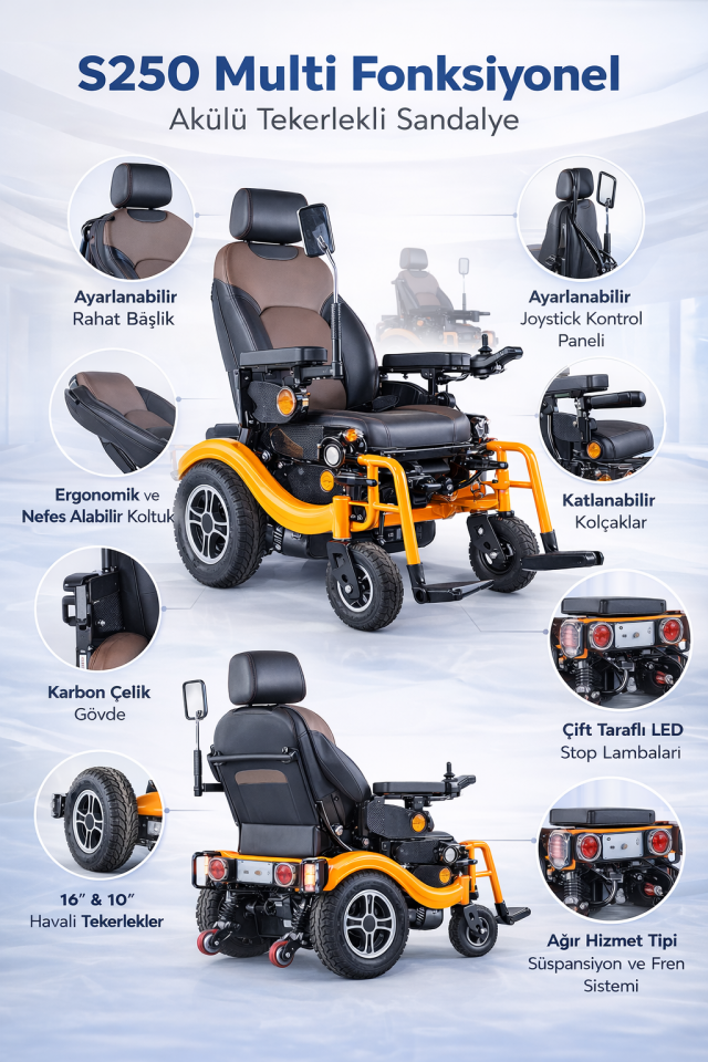 Scuba S250 Multi Fonksiyonel Akülü Tekerlekli Sandalye