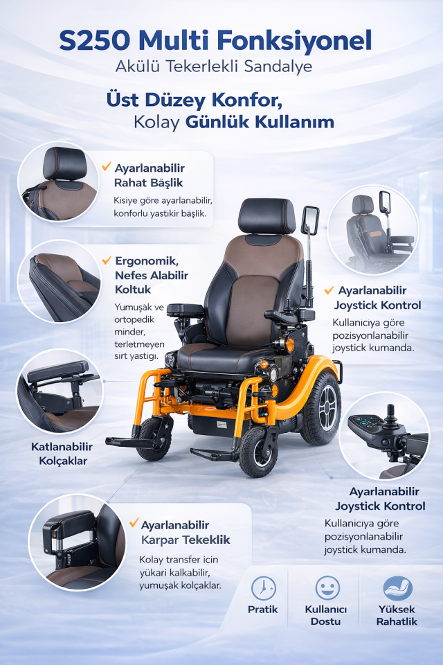 Scuba S250 Multi Fonksiyonel Akülü Tekerlekli Sandalye