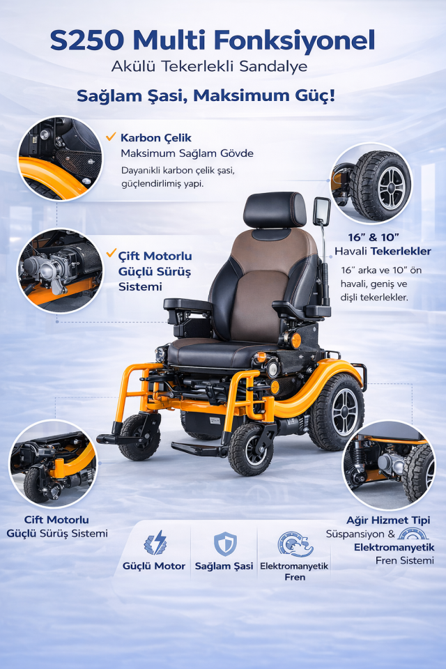 Scuba S250 Multi Fonksiyonel Akülü Tekerlekli Sandalye