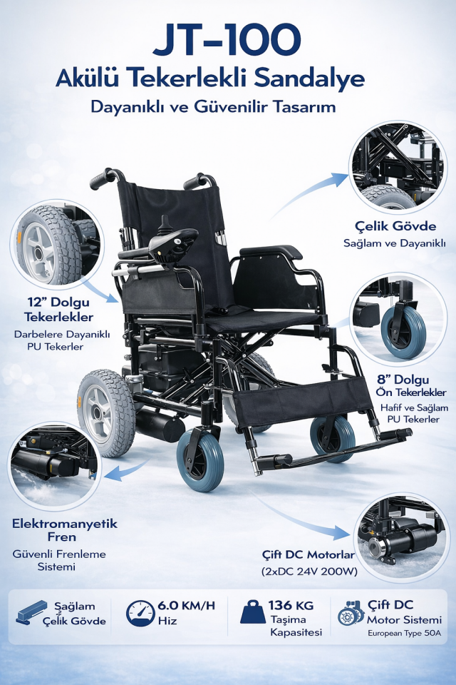 Jetty JT-100 Standart Akülü Tekerlekli Sandalye