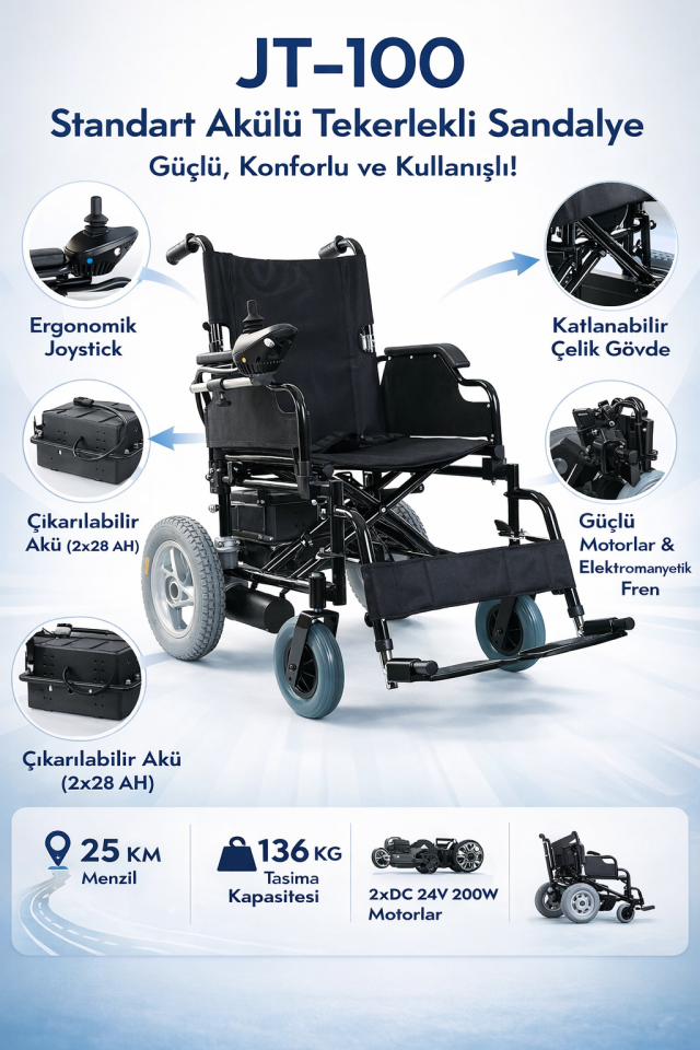Jetty JT-100 Standart Akülü Tekerlekli Sandalye
