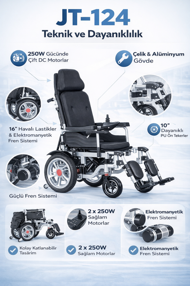 Jetty JT-124 Akülü Tekerlekli Sandalye