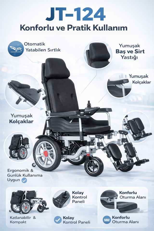 Jetty JT-124 Akülü Tekerlekli Sandalye