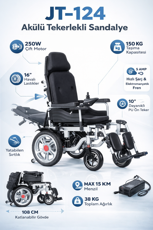 Jetty JT-124 Akülü Tekerlekli Sandalye