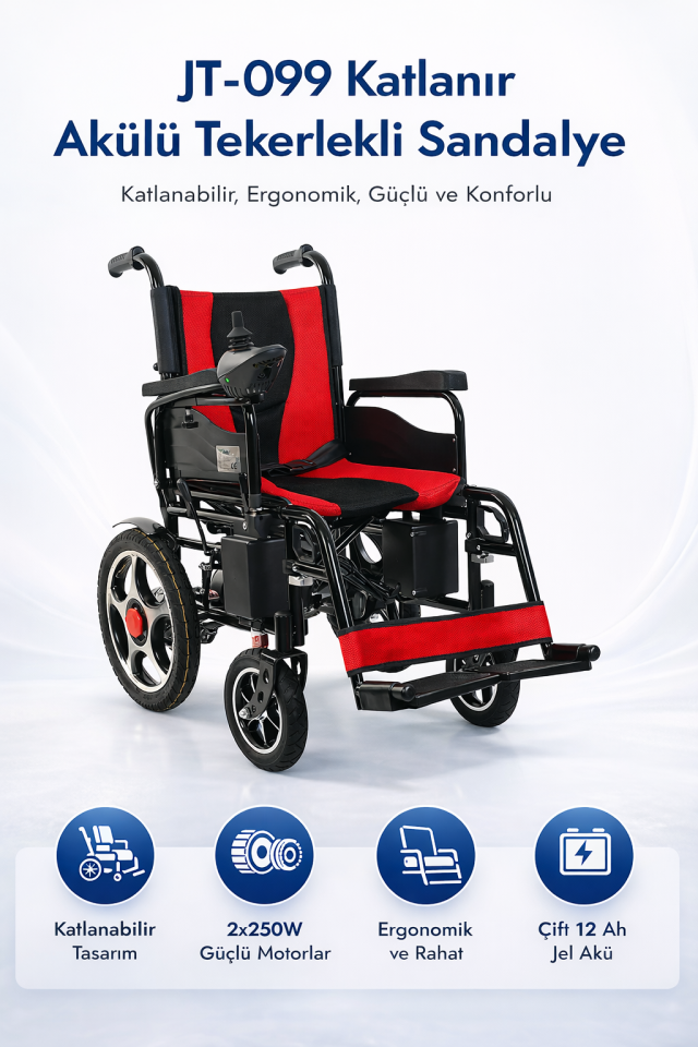 Jetty JT-099 Katlanır Akülü Tekerlekli Sandalye