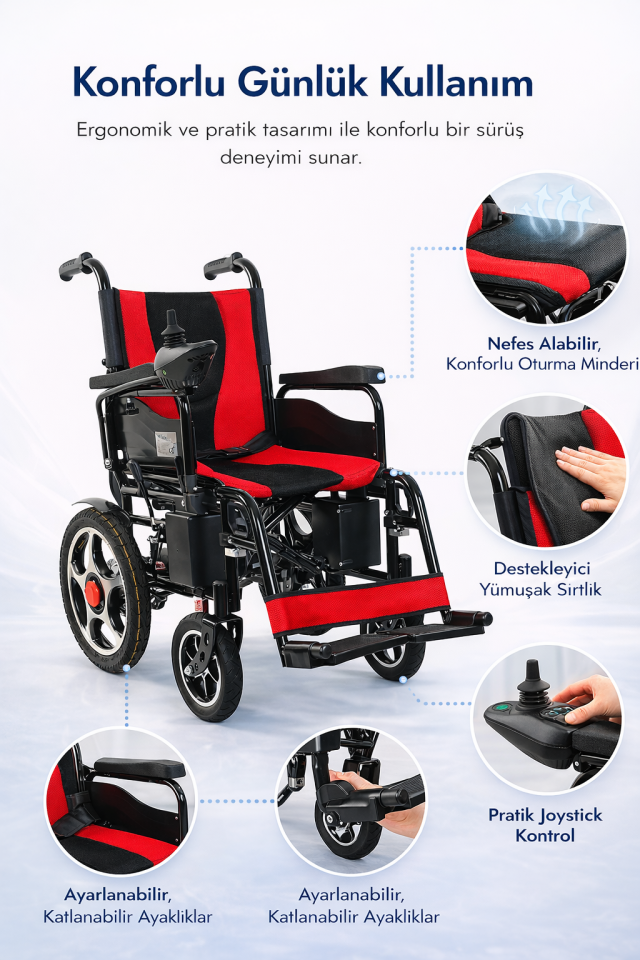 Jetty JT-099 Katlanır Akülü Tekerlekli Sandalye
