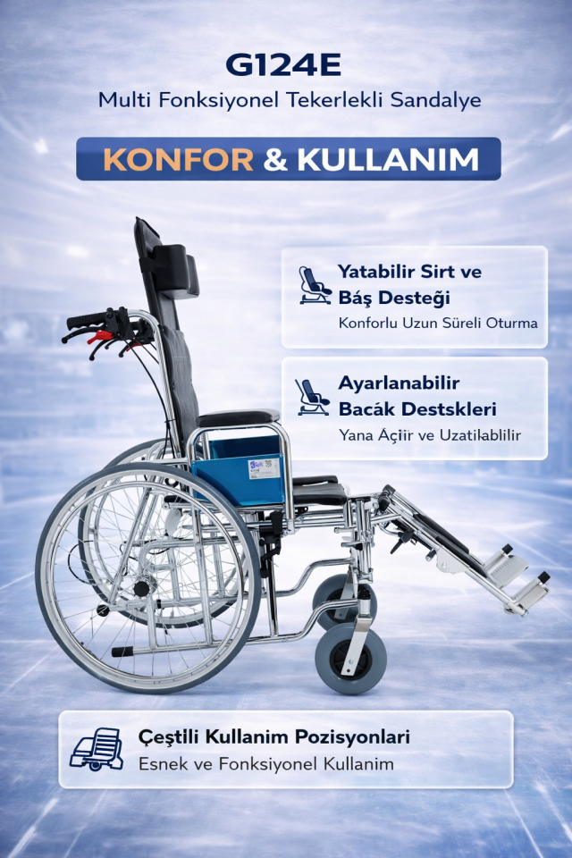 Golfi G124E Multi Fonksiyonel Tekerlekli Sandalye