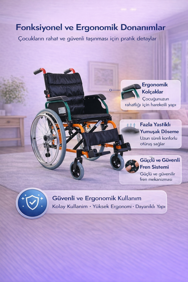 Golfi  G305 Alüminyum Pediatrik (Çocuk) Tekerlekli Sandalye