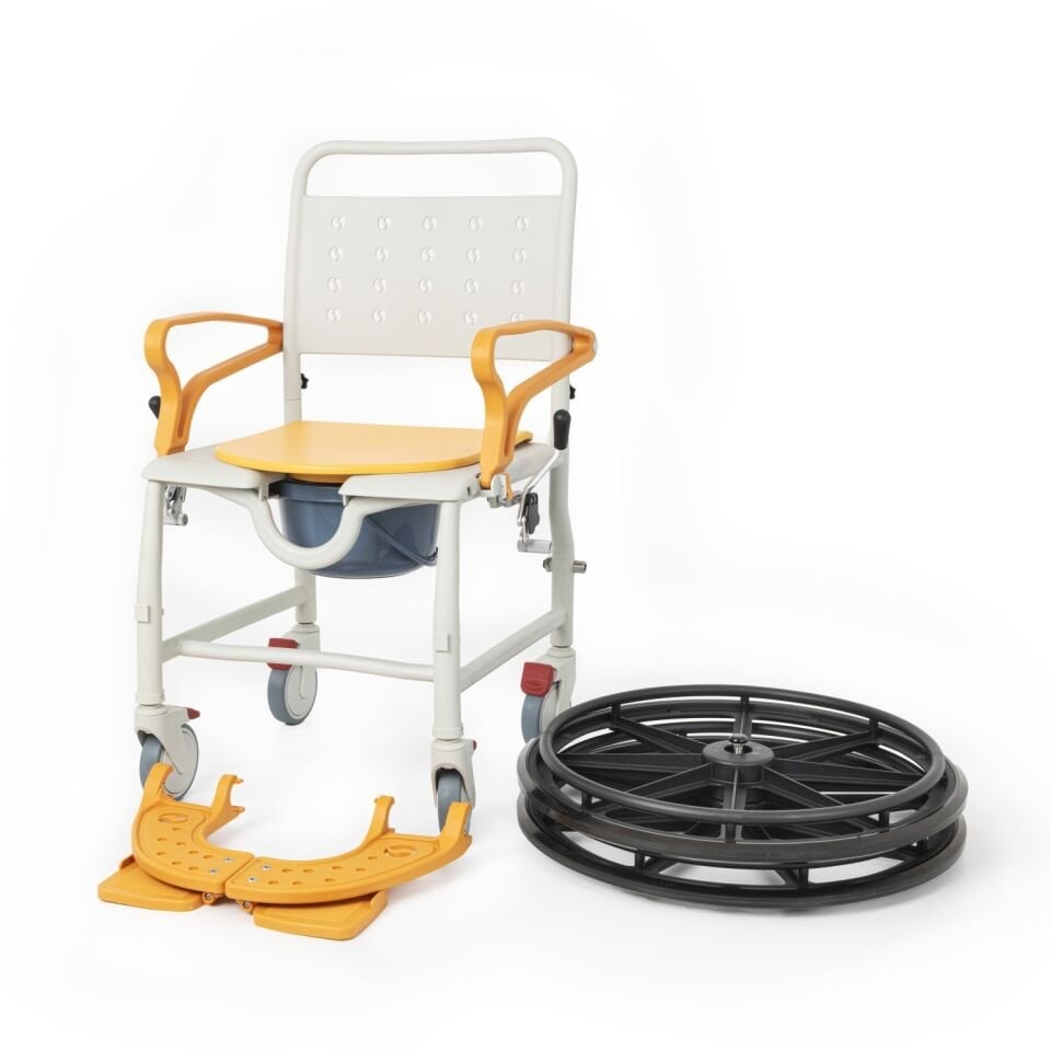 Comfort Plus DM-8088B Banyo ve Tuvalet Sandalyesi  (Turuncu) (6 Tekerlekli)