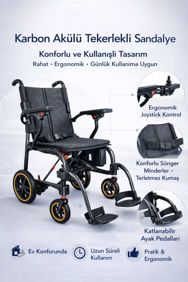 Scuba S470 Ultra Hafif Karbon Akülü Tekerlekli Sandalye | Katlanabilir ve Taşınabilir