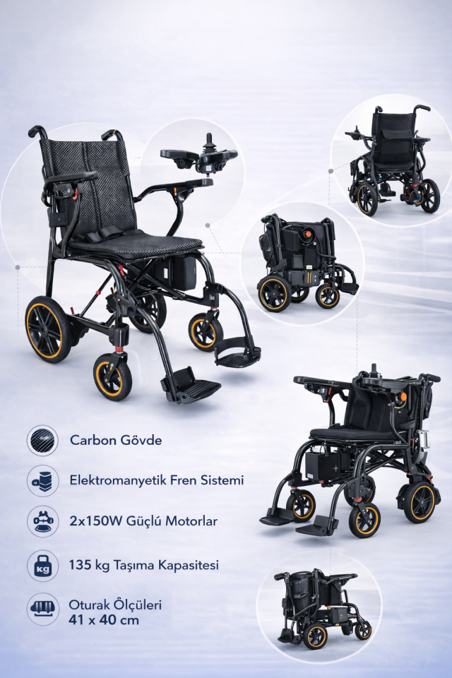 Scuba S470 Ultra Hafif Karbon Akülü Tekerlekli Sandalye | Katlanabilir ve Taşınabilir