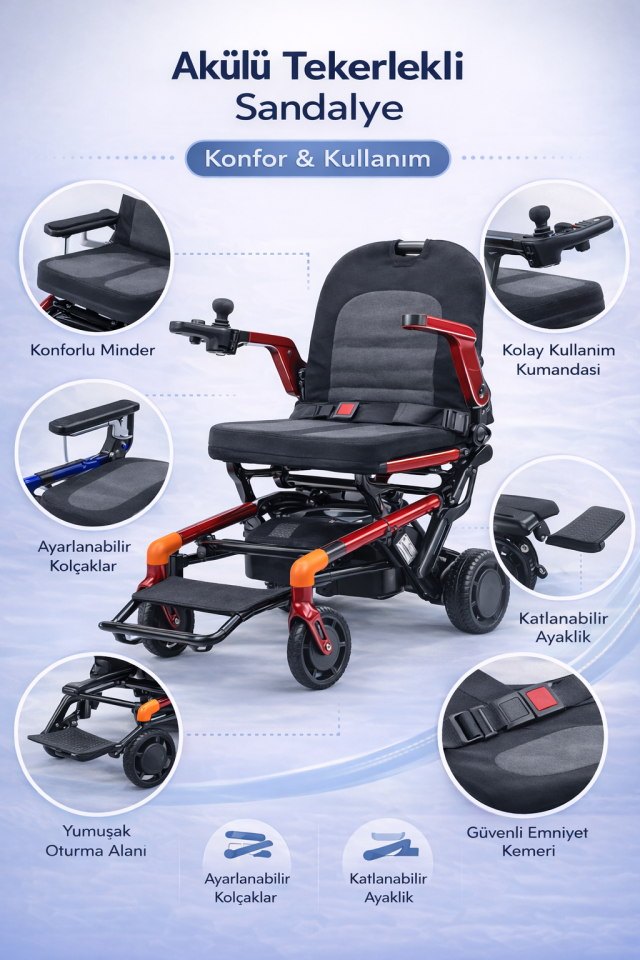 Scuba S480 Smart Akülü Tekerlekli Sandalye 20 AH AKÜ