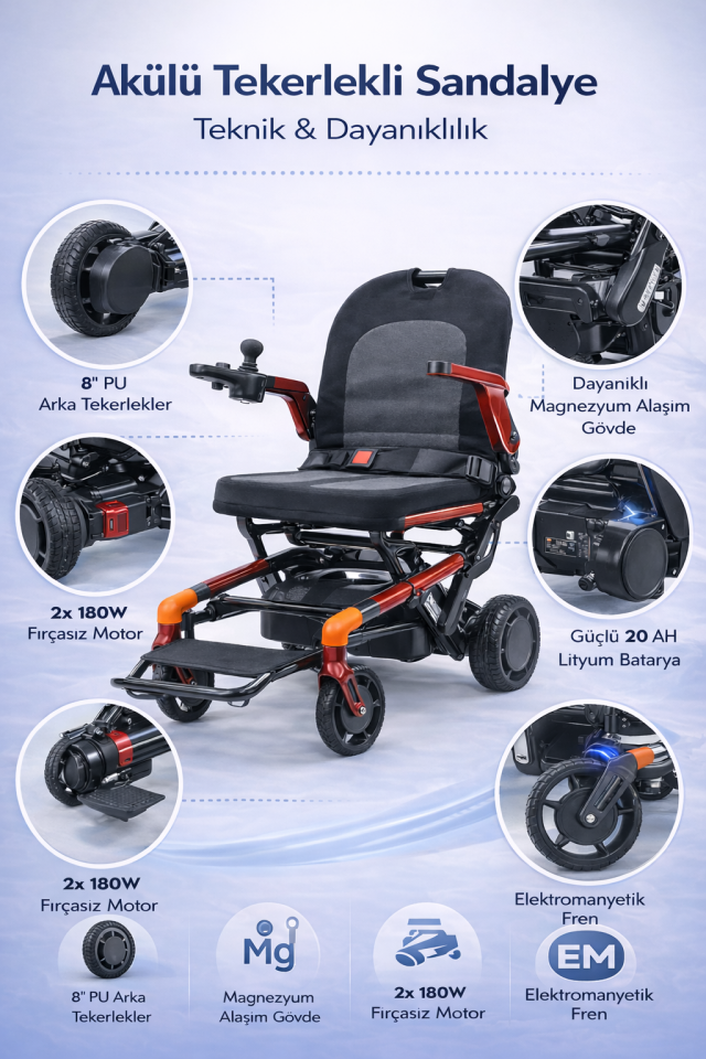 Scuba S480 Smart Akülü Tekerlekli Sandalye 20 AH AKÜ