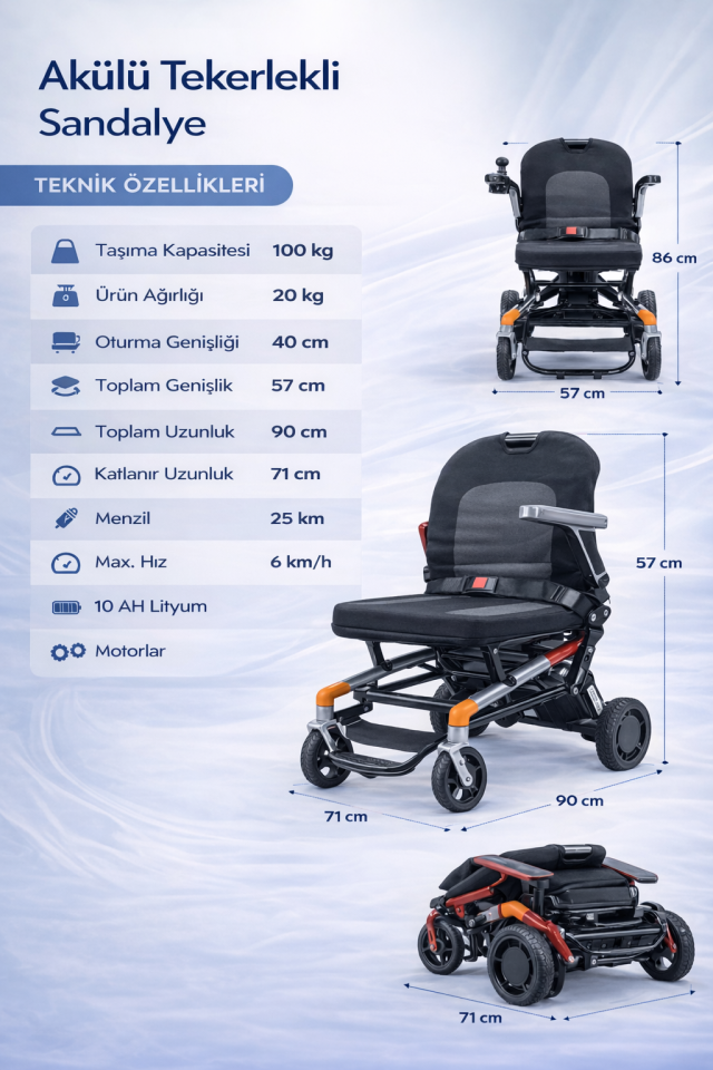 Scuba S480 Smart Akülü Tekerlekli Sandalye 10 AH AKÜ