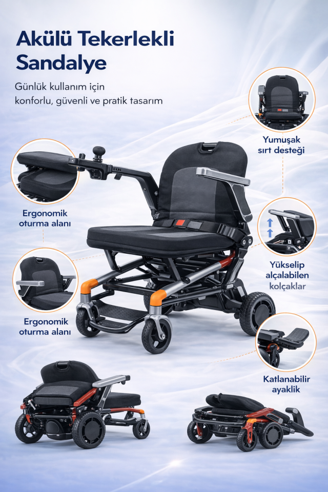 Scuba S480 Smart Akülü Tekerlekli Sandalye 10 AH AKÜ