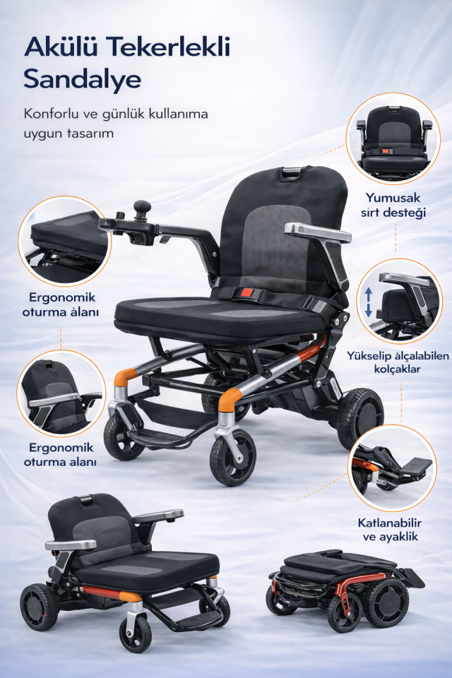 Scuba S480 Smart Akülü Tekerlekli Sandalye 10 AH AKÜ